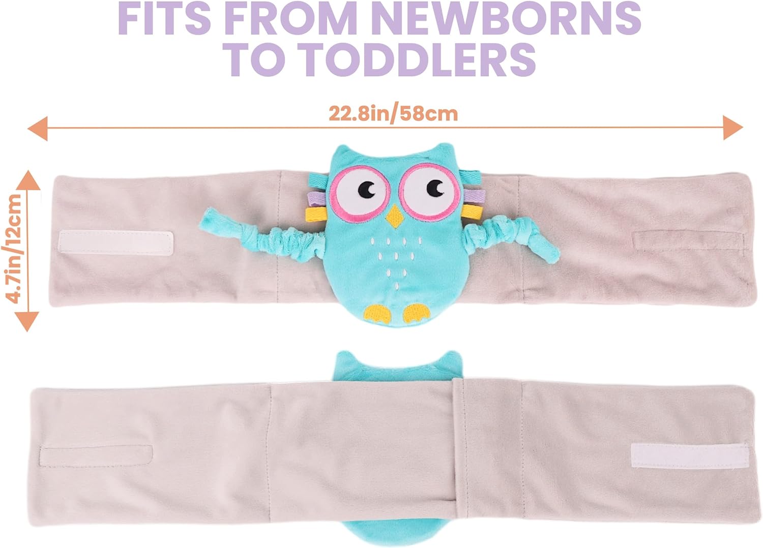 Superse Colic and Gas Relief for Newborns - Colic Calm Baby Heating Pad Belly Band for Upset Stomach and Baby Reflux - Warm Aroma Stomach Band for Fussy Infant Gas with Washcloth (Blue owl) - Image 2